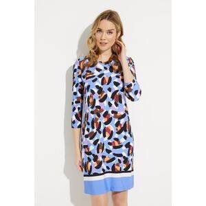Joseph Ribkoff 3/4 Sleeve Abstract Shift Dress Style 232198 - Blue Multi NWT